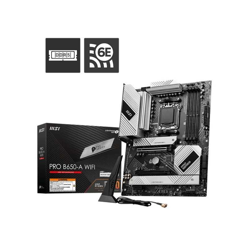 MSI PRO B650M-P AMD B650 Anakart, AM5, DDR5 6000MHz OC, Micro ATX, 2xM.2