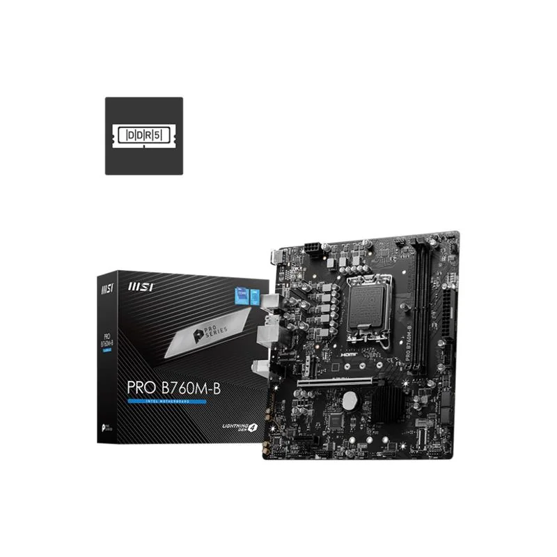 MSI PRO B760M-B DDR4 Anakart, Intel B760, LGA1700, mATX, 12./13./14. Nesil Uyumlu
