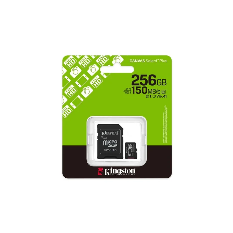 Kingston Canvas Select Plus 256GB microSD Kart, CL10, Hızlı Veri ve Uygulama Depolama
