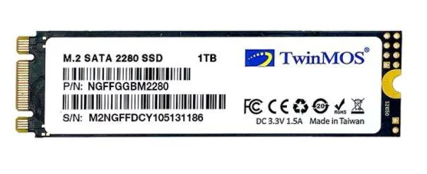TWINMOS 1TB M.2 2280 SATA3 SSD, 580/550MB/s Hızlı Depolama