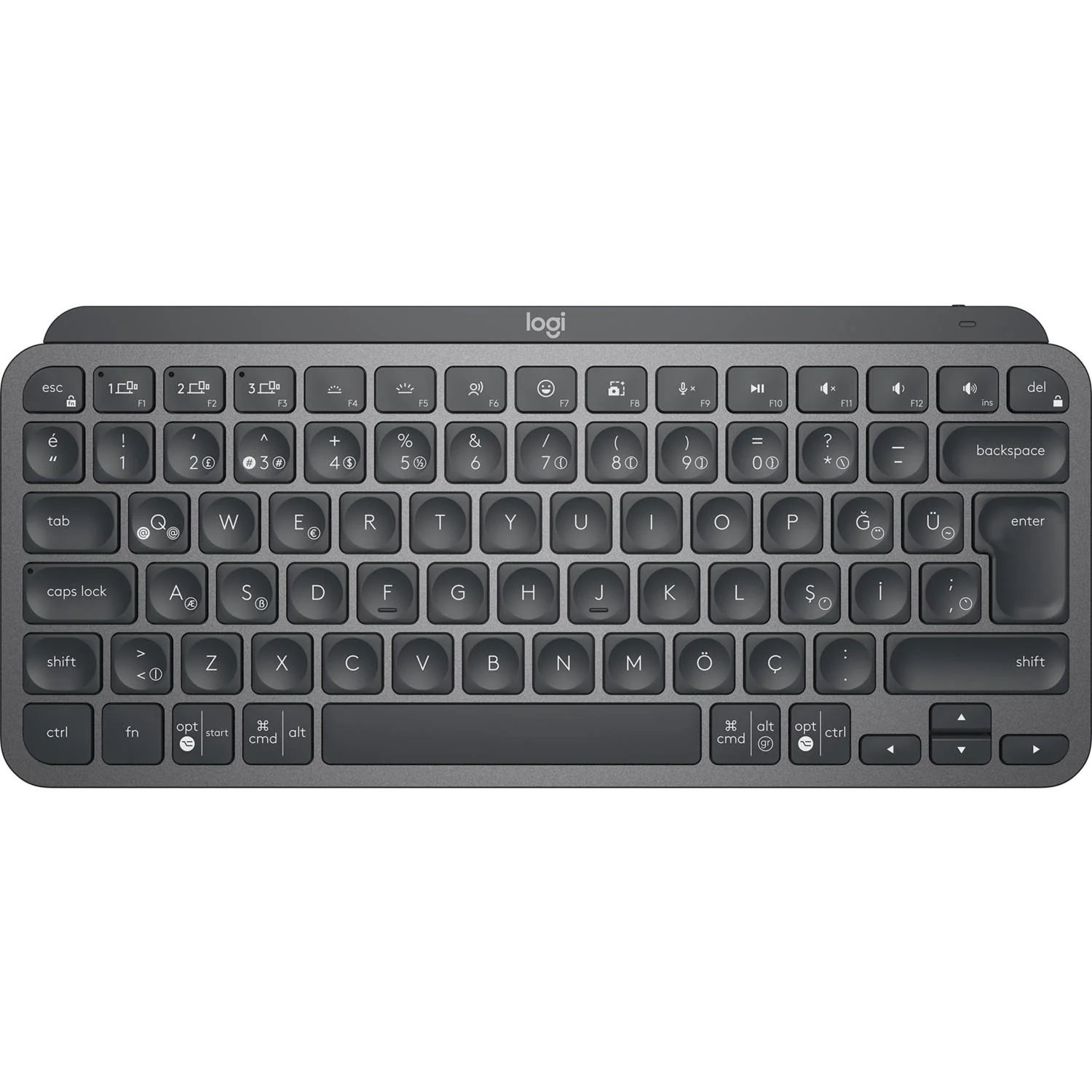 LOGITECH MX Keys Mini Kablosuz Bluetooth Aydınlatmalı Q Türkçe Klavye, Siyah