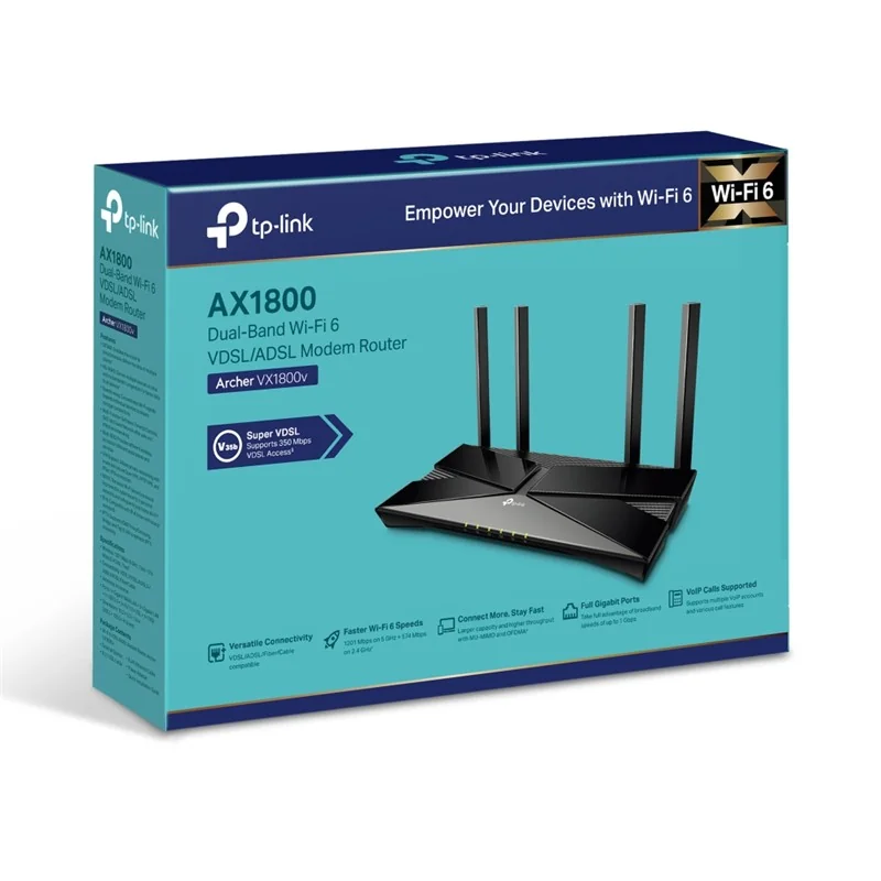 TP LINK TP-Link Archer VX1800V AX1800Mbps Wi‑Fi 6 VDSL/ADSL Dual Band Kablosuz Router