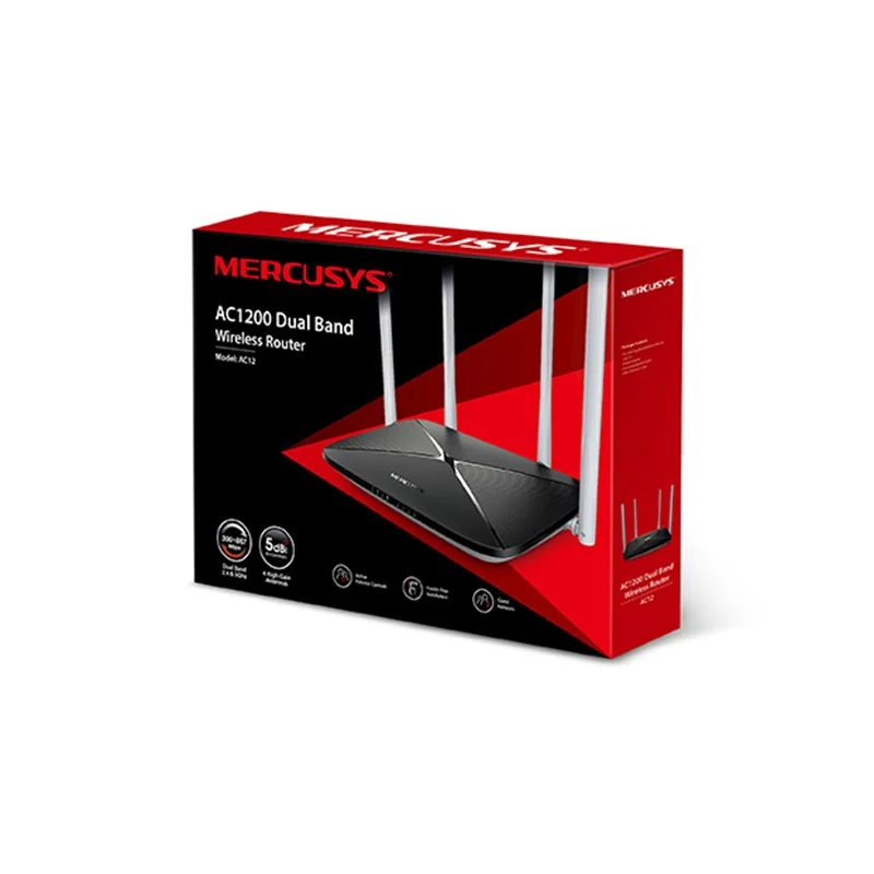 TP LINK TP-Link Mercusys AC12 AC1200 Dual Band Kablosuz Router, 4 Antenli Hızlı Ev/ofis Wi-Fi