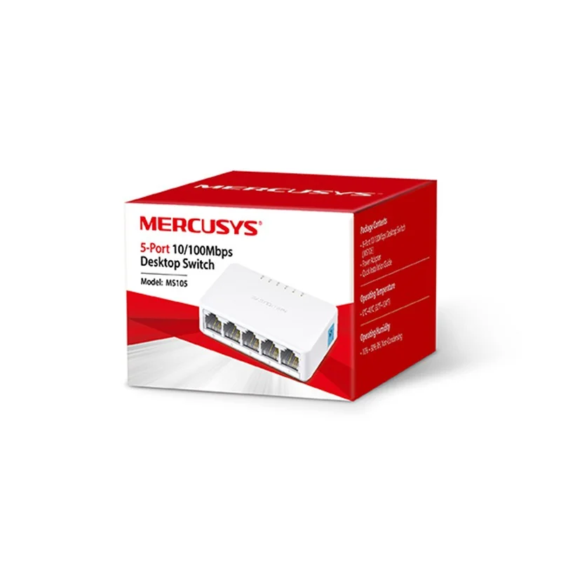 MERCUSYS MS105 5 Port 10/100Mbps Masaüstü Switch, Tak-Çalıştır Ağ Genişletme