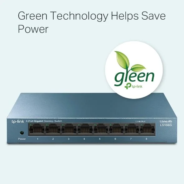 TP LINK TP-Link LS108G 8 Port Gigabit Metal Kasa Switch, Tak Çalıştır Yüksek Hızlı Ağ Çözümü