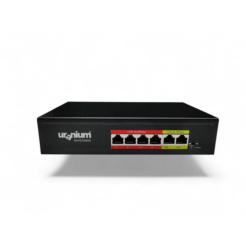 URANIUM POE-4002-48W PoE Switch 4 Port 10/100 + 2 RJ45 Uplink, 48W Metal Kasa