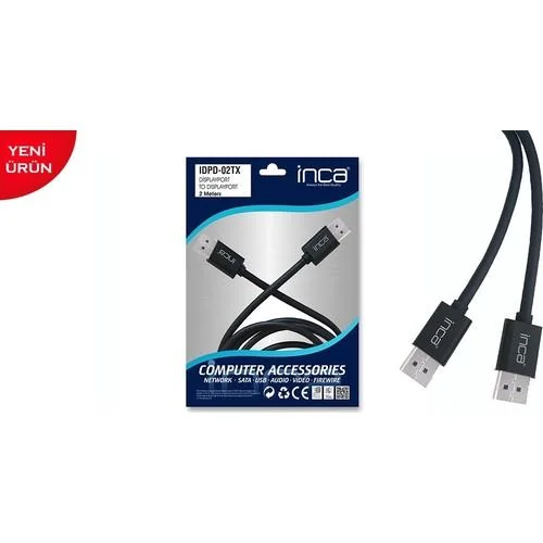 INCA IDPD-02TX DisplayPort - DisplayPort 2 Mt 4K Kablo, Yüksek Görüntü Kalitesi