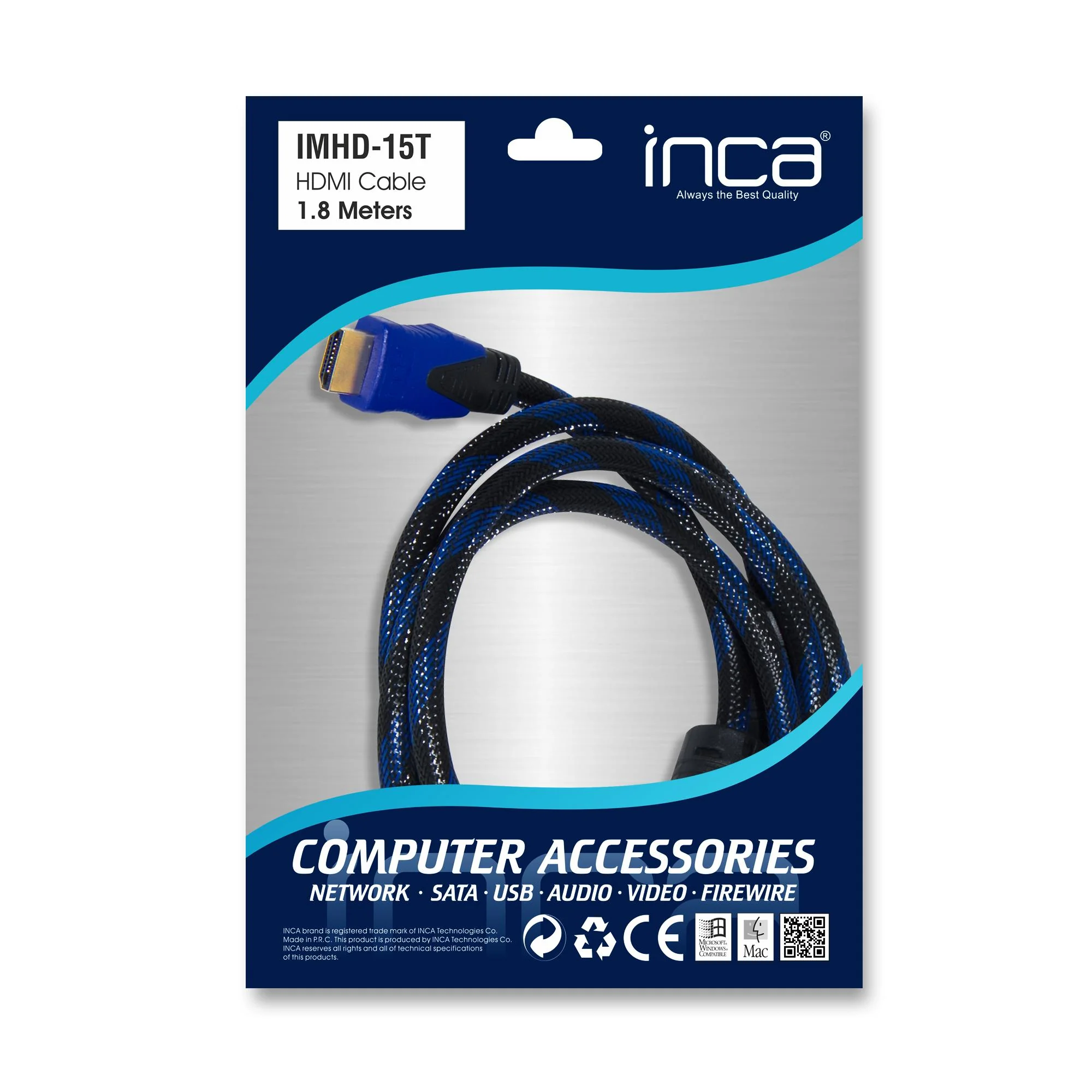 INCA IMHD-15T 1.8m 4K HDMI Kablo, Yüksek Hızlı Görüntü ve Ses Aktarımı
