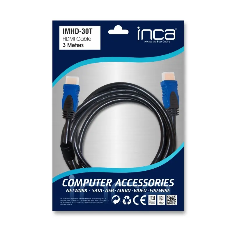 INCA IMHD-30T 3 m HDMI Kablo, Yüksek Hızlı Görüntü ve Ses Aktarımı