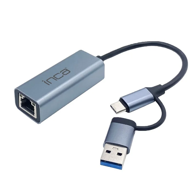 INCA IUTP-01T USB 3.0 Type-C Ethernet Adaptörü RJ45 1000 Mbps Alüminyum Kasa