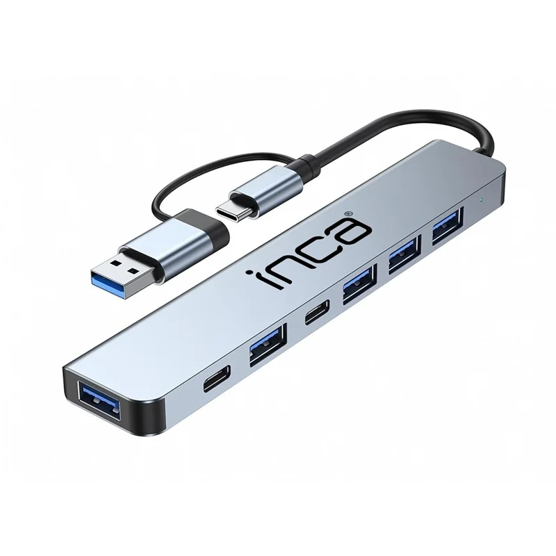 INCA IUTP-7 USB Type-C Hub X7 Alüminyum, 5Gbps Çoklayıcı, 100W PD Geçişli