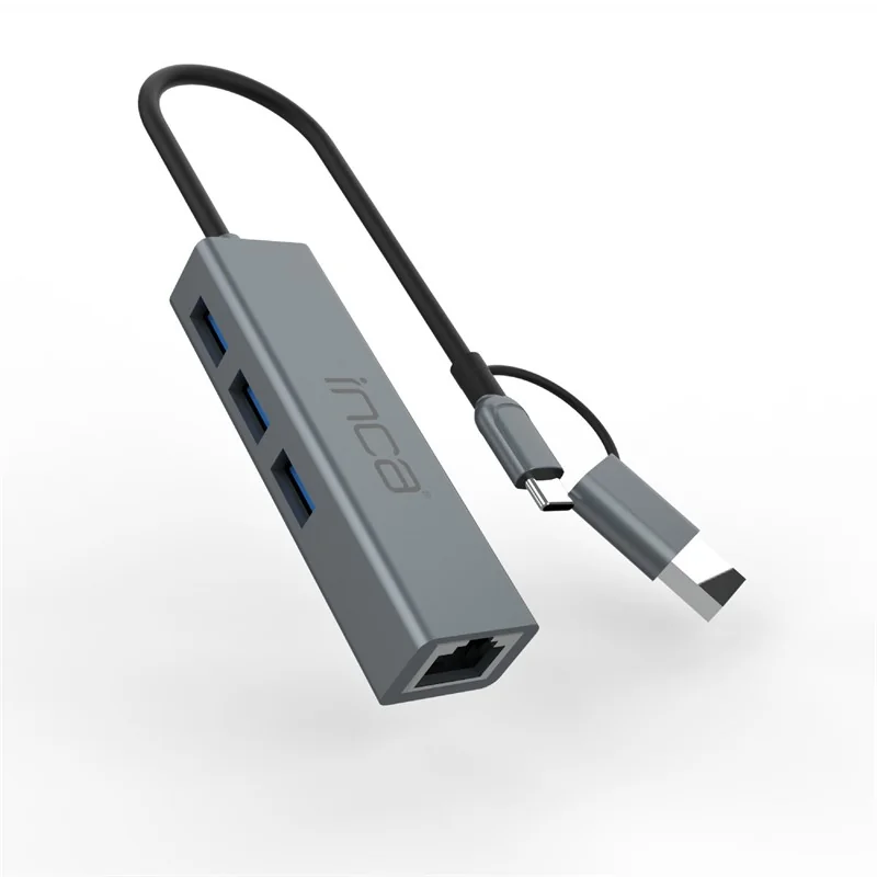 INCA IUTP-03T USB Hub 3x USB 3.0, Type-C, Gigabit Ethernet RJ45 Çoklayıcı
