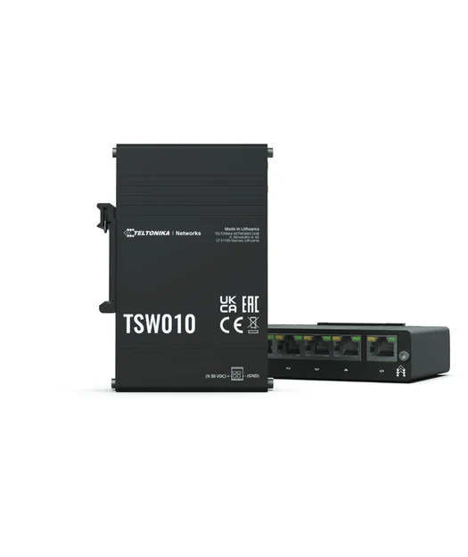 TELTONIKA 5 Port 10/100 Mbps Unmanaged Ethernet Switch, DIN Ray, Endüstriyel Ağ Çözümü